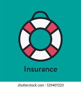 Insurance Lifesaver Minimal Color Flat Line Stroke Icon Pictogram Symbol Illustration