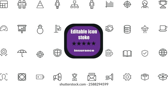 Insurance Line Editable Icons set. Vector illustration in modern thin line style of protection related icons