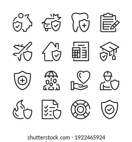 Insurance line icons set. Modern graphic design concepts, simple outline elements collection. Vector line icons