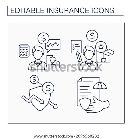 Insurance line icons set. Security, assessor, consequential loss, cover. Insurance agreement. Business concept.Isolated vector illustrations. Editable stroke