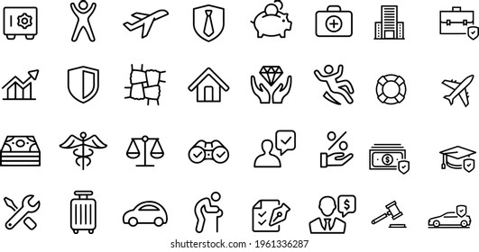 Insurance Line Icons Set  vector design 