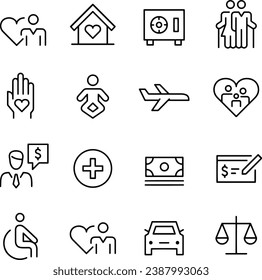 Diseño vectorial de iconos de línea de seguro
