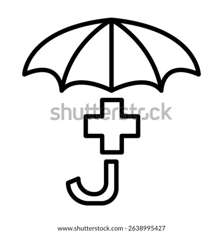 Insurance logo design with an umbrella and cross for medical providers. Ideal for insurance agencies, healthcare organizations, and medical clinics.