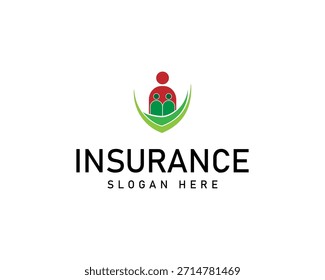 Logotipo de seguro com vetor de modelo de design humano e escudo