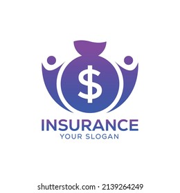 Insurance Logo Icon Vector Design Template With Dollar Symbol