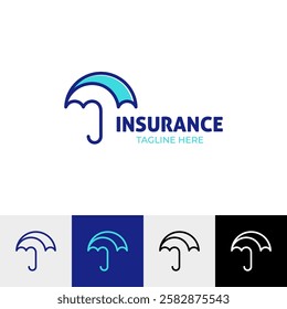 Insurance logotype, abstract umbrella symbol, security agency logo, life protection brand, vector illustration