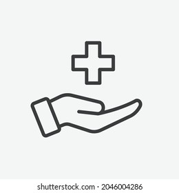 Insurance Medical Care Hand Flat Vector Icon