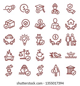 insurance - minimal thin line web icon set. simple vector illustration. concept for infographic website or app.