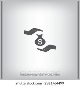 Insurance money icon vector flat icon illustration.
