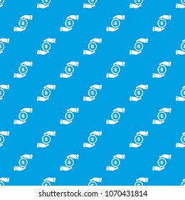 Insurance money pattern vector seamless blue repeat for any use