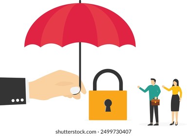 Insurance, money protection, finance safety concept. Flat vector illustration


