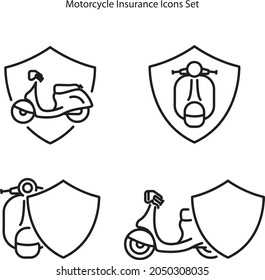 Insurance motorcycle icons. icons illustration sketch design. Isolated on white background. Safety concept moto.