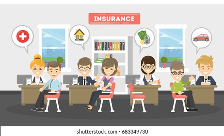 Insurance office illustration.