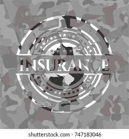 Insurance on grey camo pattern