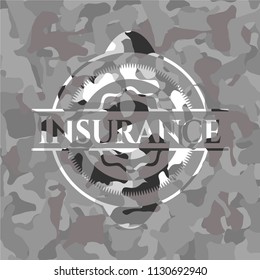 Insurance on grey camo texture