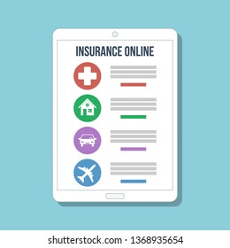 insurance online concept, various types in one place - fast, easy, profitably