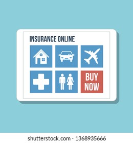 insurance online concept, various types in one place - fast, easy, profitably