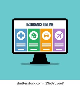 insurance online concept, various types in one place - fast, easy, profitably