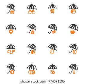 Insurance orange icons set for web sites and user interface