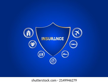 Insurance - outline icon set, vector, simple thin line icons collection