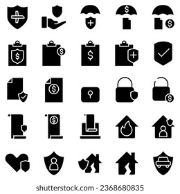 Insurance - outline icon set, vector, simple thin line icons collection
