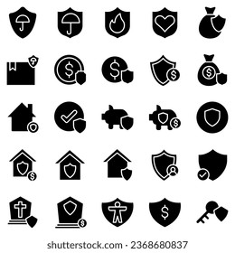 Seguros: conjunto de iconos de esquema, vector, colección de iconos de línea delgada simple