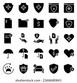 Insurance - outline icon set, vector, simple thin line icons collection