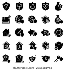 Insurance - outline icon set, vector, simple thin line icons collection
