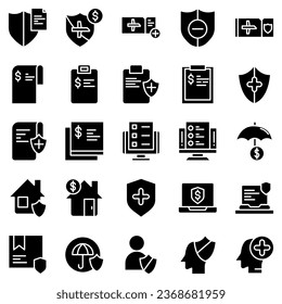 Seguros: conjunto de iconos de esquema, vector, colección de iconos de línea delgada simple