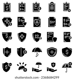 Insurance - outline icon set, vector, simple thin line icons collection