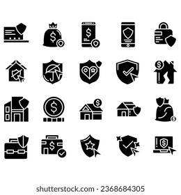 Seguros: conjunto de iconos de esquema, vector, colección de iconos de línea delgada simple