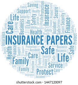 Insurance Papers word cloud vector made with text only
