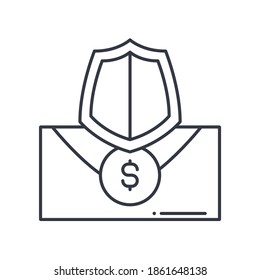 Insurance payment icon, linear isolated illustration, thin line vector, web design sign, outline concept symbol with editable stroke on white background.