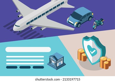 Insurance And Payment Travel Isometric