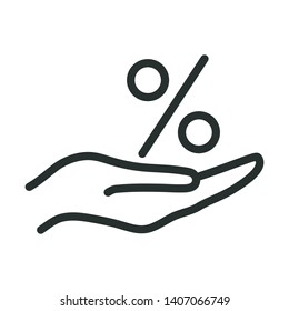 insurance percentage - minimal line web icon. simple vector illustration. concept for infographic, website or app.