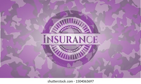 Insurance pink on camo pattern. Vector Illustration. Detailed.