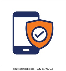 insurance plan and shield icon on phone buy insurance online flat icon design
