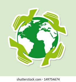 insurance planet over green background vector illustration