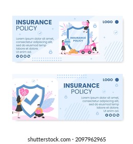 Insurance Policy Banner Template Flat Design Illustration Editable of Square Background to Social media, Greeting Card or Web