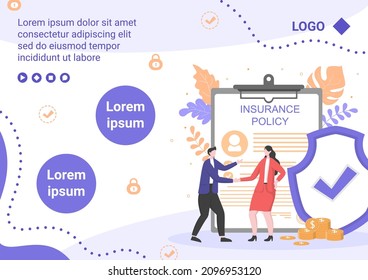 Insurance Policy Brochure Template Flat Design Illustration Editable of Square Background for Social media, Feed, Greeting Card and Web
