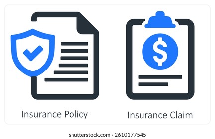 Insurance Policy and Insurance Claim icon concept