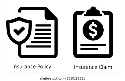 Insurance Policy and Insurance Claim icon concept
