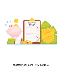 Insurance policy concept  background. Vector illustration.