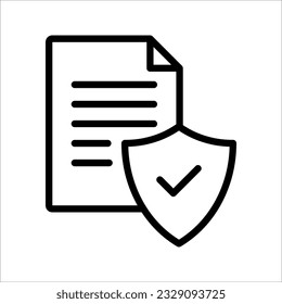 Insurance policy concept, check board and shield, data security, fraud analysis, vector illustration on white background