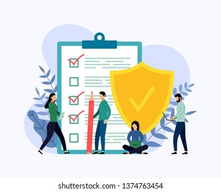 Insurance Policy Concept, Data Security, Business Concept Vector Illustration