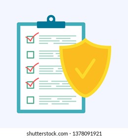 Insurance policy concept, data security, business concept vector illustration