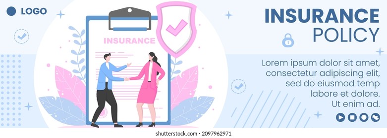 Insurance Policy Cover Template Flat Design Illustration Editable of Square Background to Social media, Greeting Card or Web