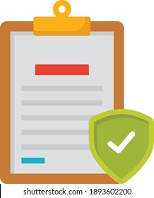 Archivo de póliza de seguros carpeta de forma concepto de color de vector icono Diseño, Símbolo de protección contra pérdidas financieras sobre fondo blanco, Signo de gestión de riesgos, Placa de recorte con material blindado