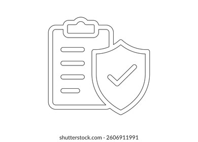 Insurance Policy Flat Vector Icon for Brochures, insurance policy flat vector icon, secure insurance contract illustration, approval and Compliance sign, policy agreement icon