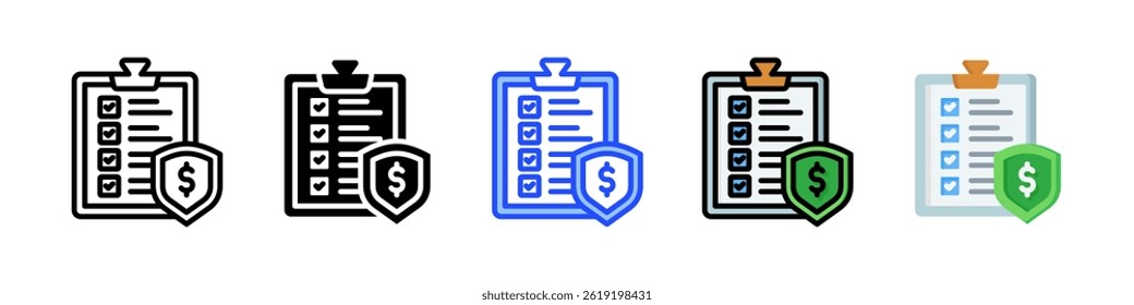 Insurance Policy Icon Collection With Multiple Styles